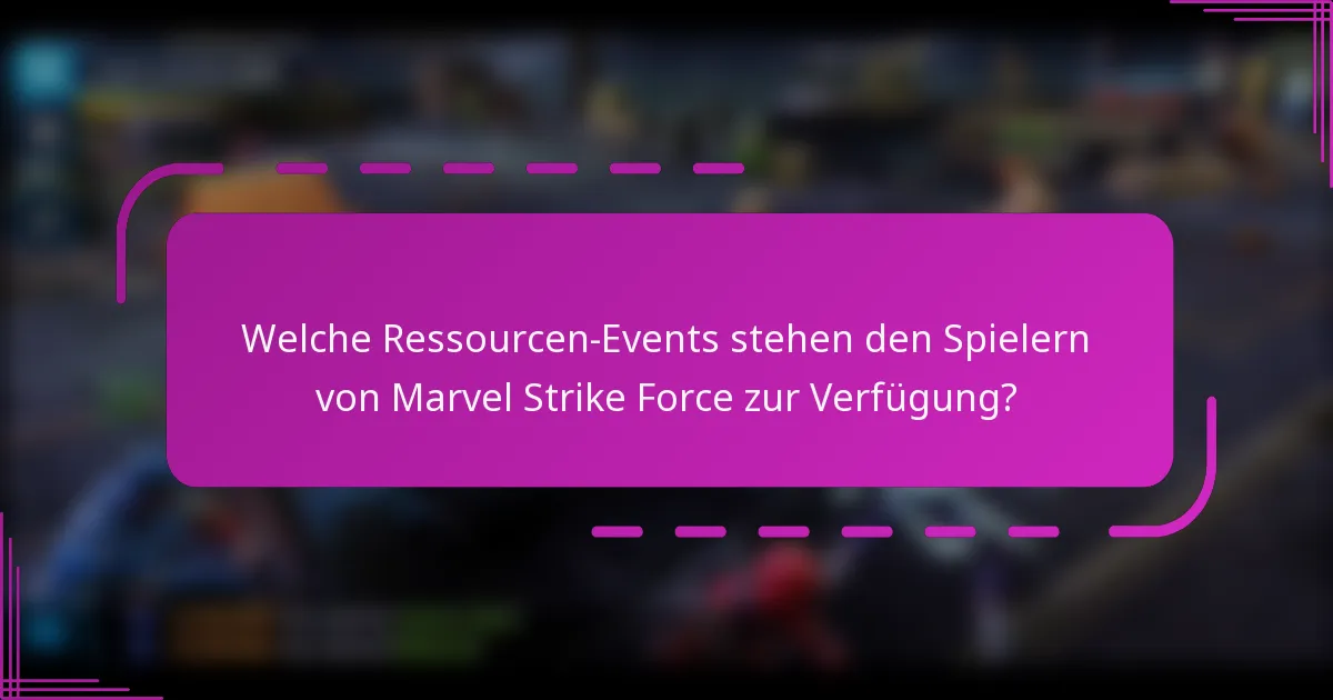 Welche Ressourcen-Events stehen den Spielern von Marvel Strike Force zur Verfügung?