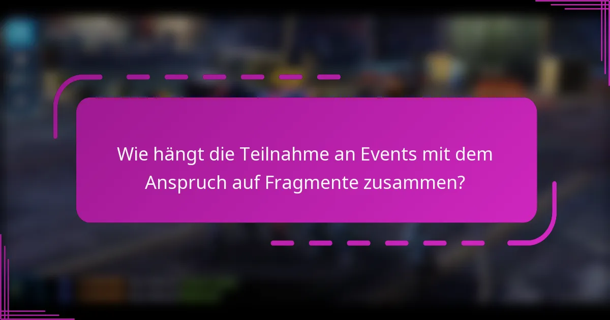 Wie hängt die Teilnahme an Events mit dem Anspruch auf Fragmente zusammen?