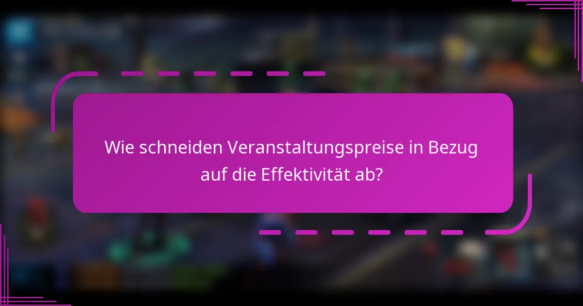 Wie schneiden Veranstaltungspreise in Bezug auf die Effektivität ab?